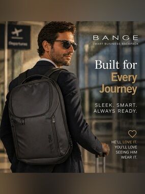 BANGE Smart Business Backpack Waterproof Tech Laptop USB Travel black Bag